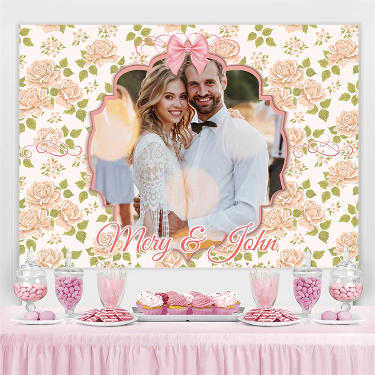 Custom Wedding Photo Backdrop Cream Rose Vintage Backdrop UK LXX4-134