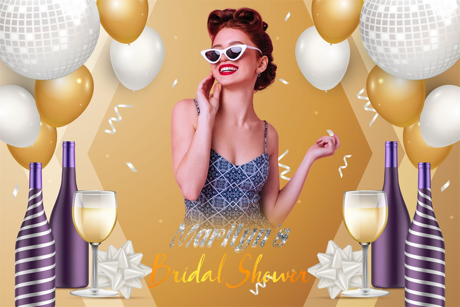 Backdrops For Bridal Shower Sparkle Balloon Personalized Backdrop UK LXX4-138