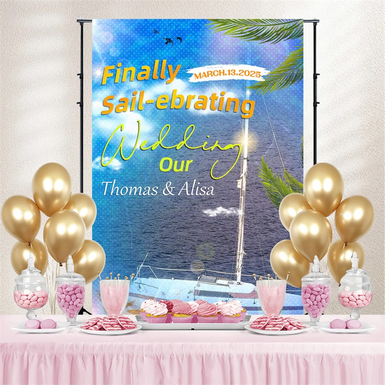 Custom Backdrop For Wedding Romantic Sailing Backdrop UK LXX4-96