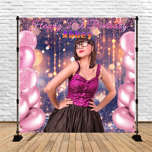 21st Birthday Backdrop Glitter Balloons Personalised Backdrop UK LXX5-101