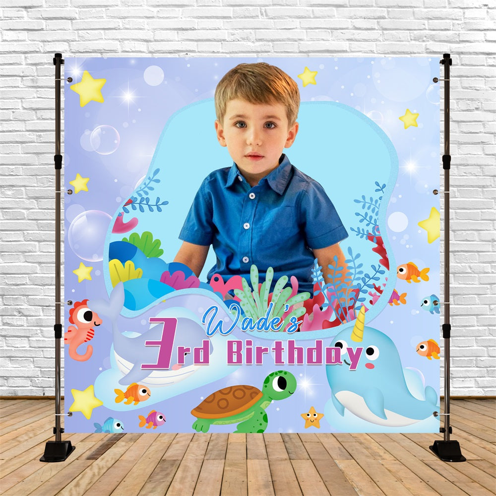 Personalized Birthday Backdrop 3rd Underwater Adventure Backdrop UK LXX5-132