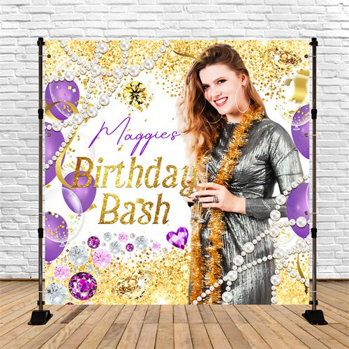 Backdrop For Birthday Sparkling Gemstone Ballloons Custom Backdrop UK LXX5-136