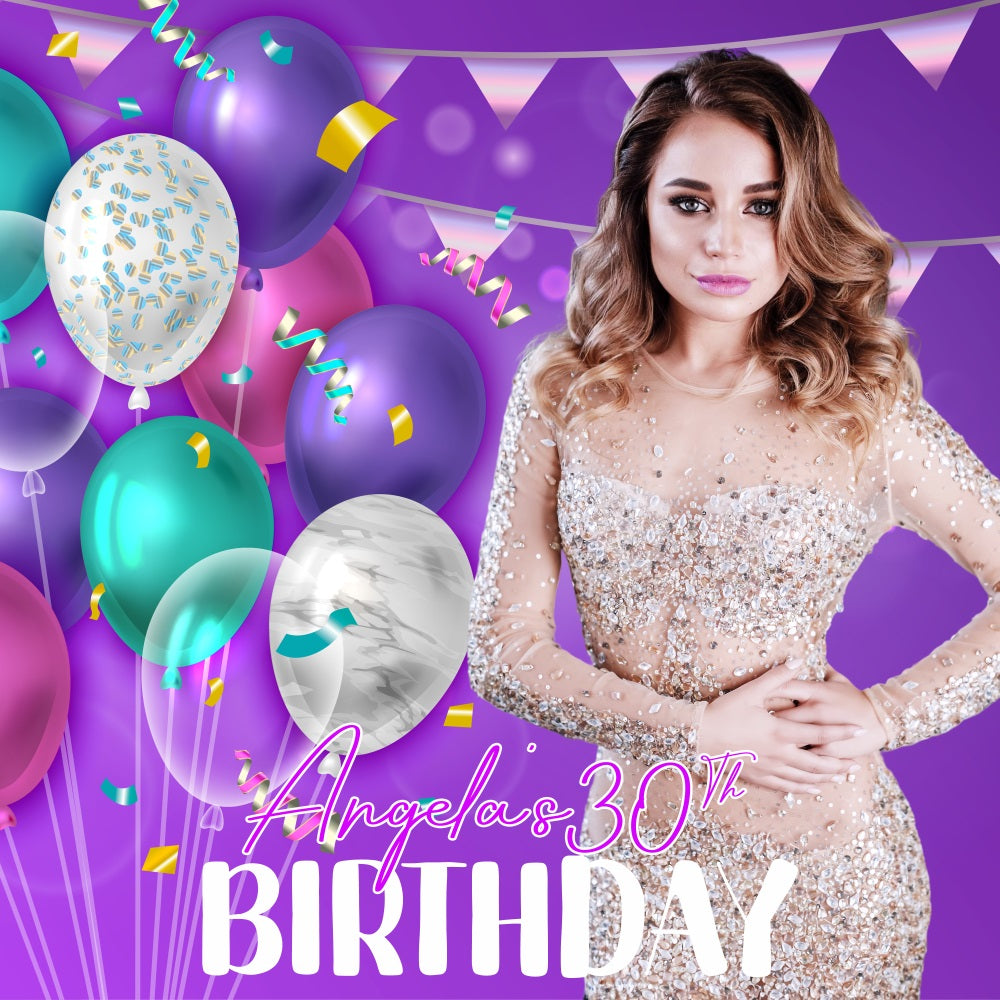 Custom Birthday Backdrops Colorful Balloon 30th Backdrop UK LXX5-143