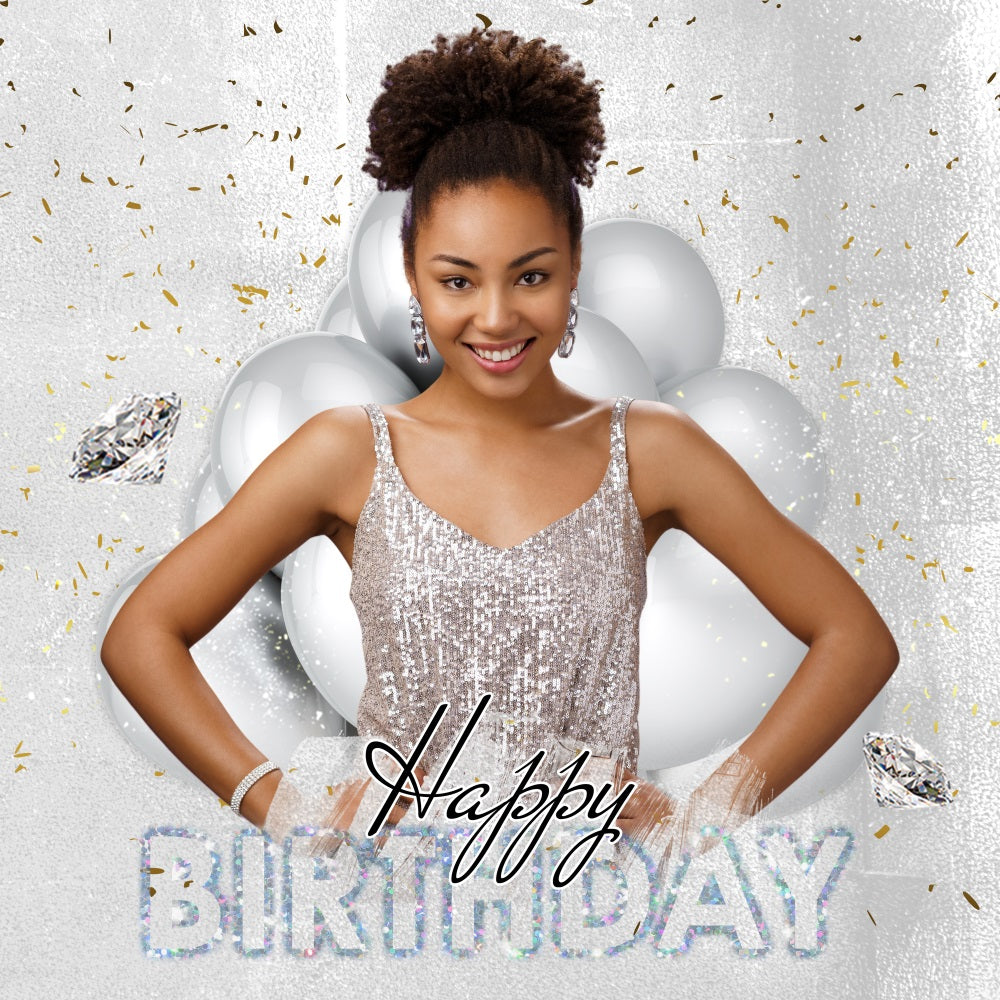 Birthday Photoshoot Backdrop Sparkling Silver Celebration Customized Backdrop UK LXX5-151