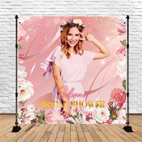 Bridal Backdrop Glittering Floral Bliss Personalized Backdrop UK LXX5-171