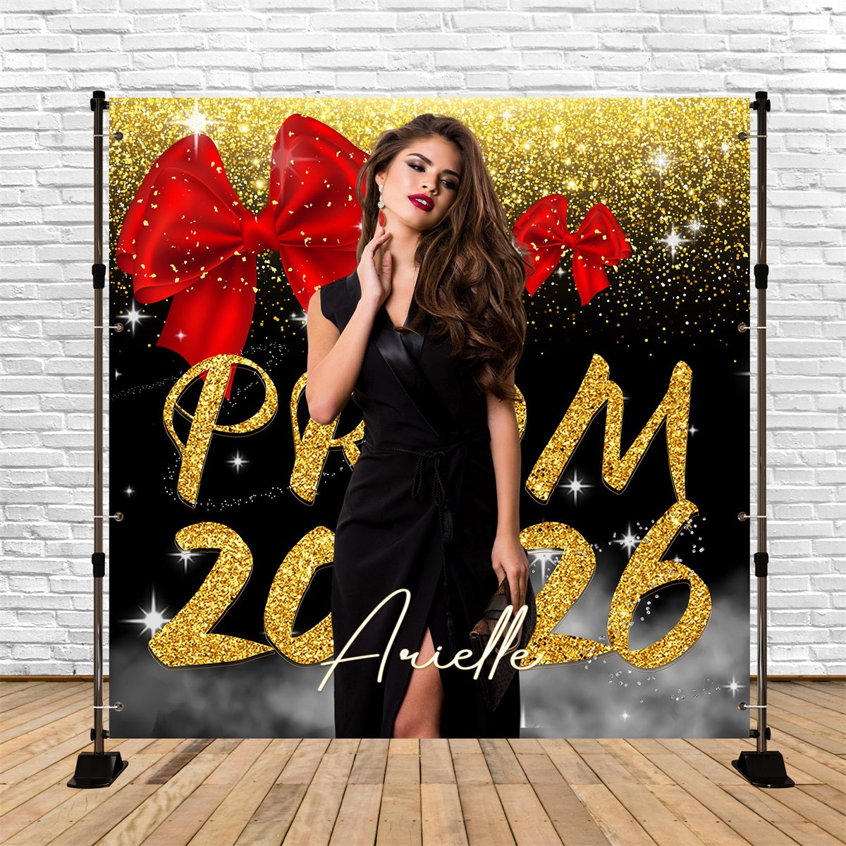 Prom Night Backdrop Red Ribbon Glitter Personalized Party Graduation Backdrop UK LXX5-222