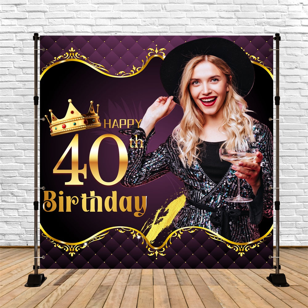 40th Birthday Backdrop Royal Crown Personalized Backdrop UK LXX5-87