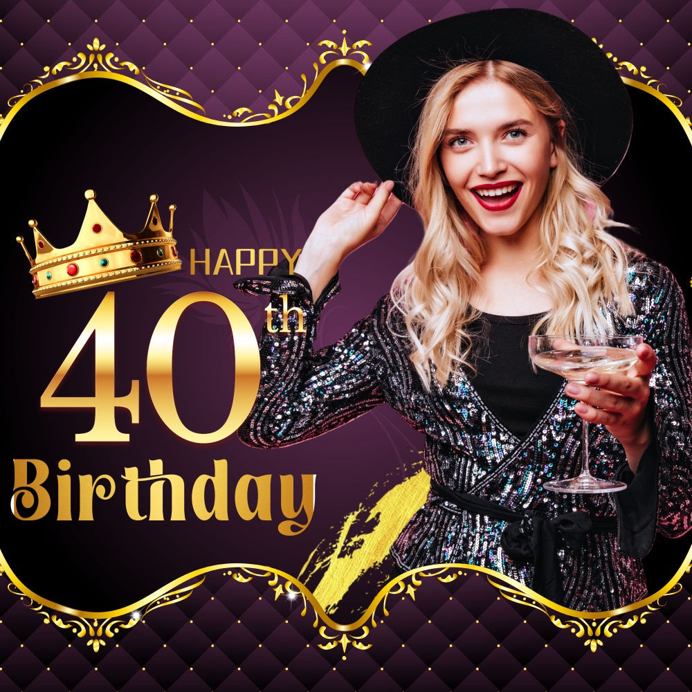 40th Birthday Backdrop Royal Crown Personalized Backdrop UK LXX5-87
