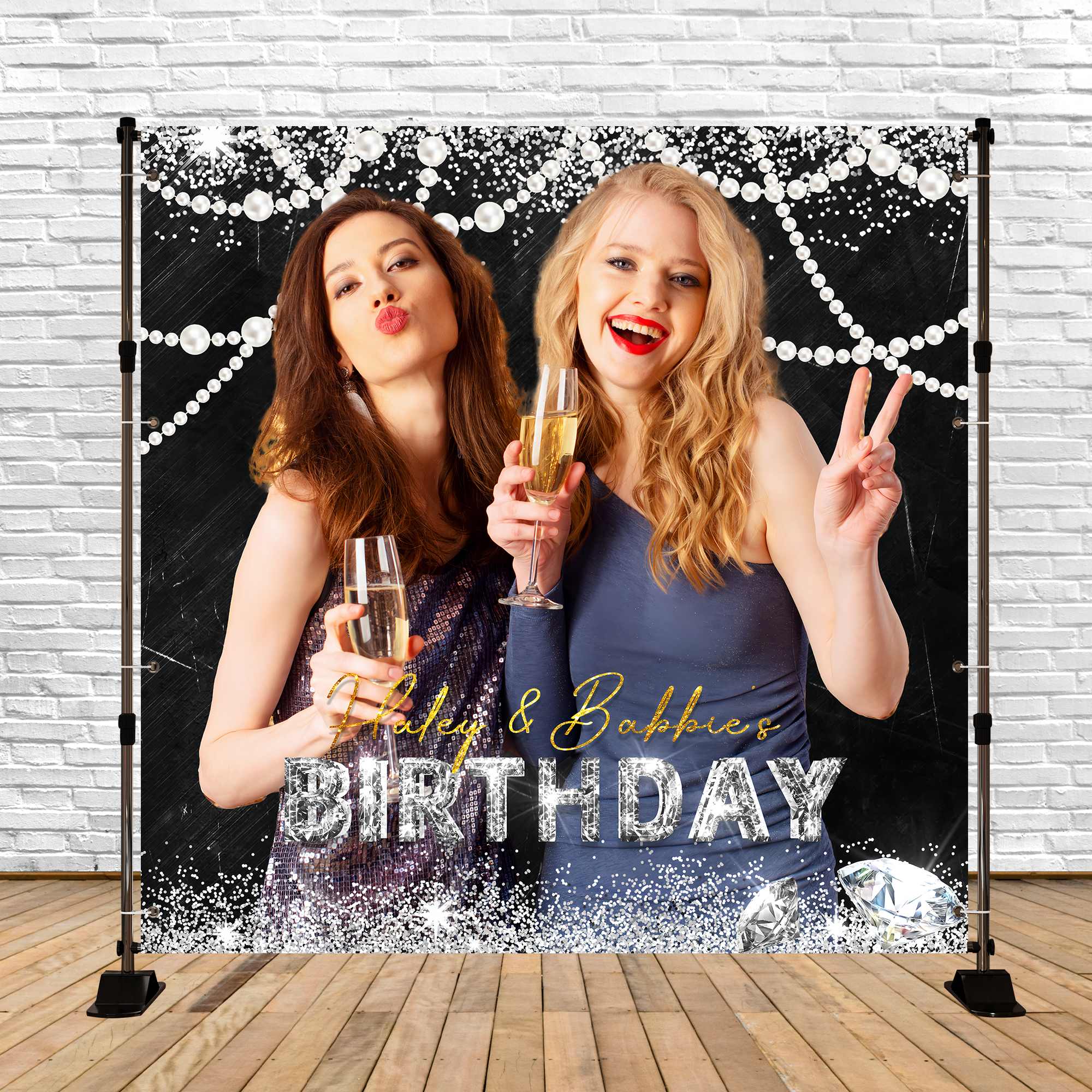 Birthday Backdrop Sparkling Bash Personalised Backdrop UK LXX5-89