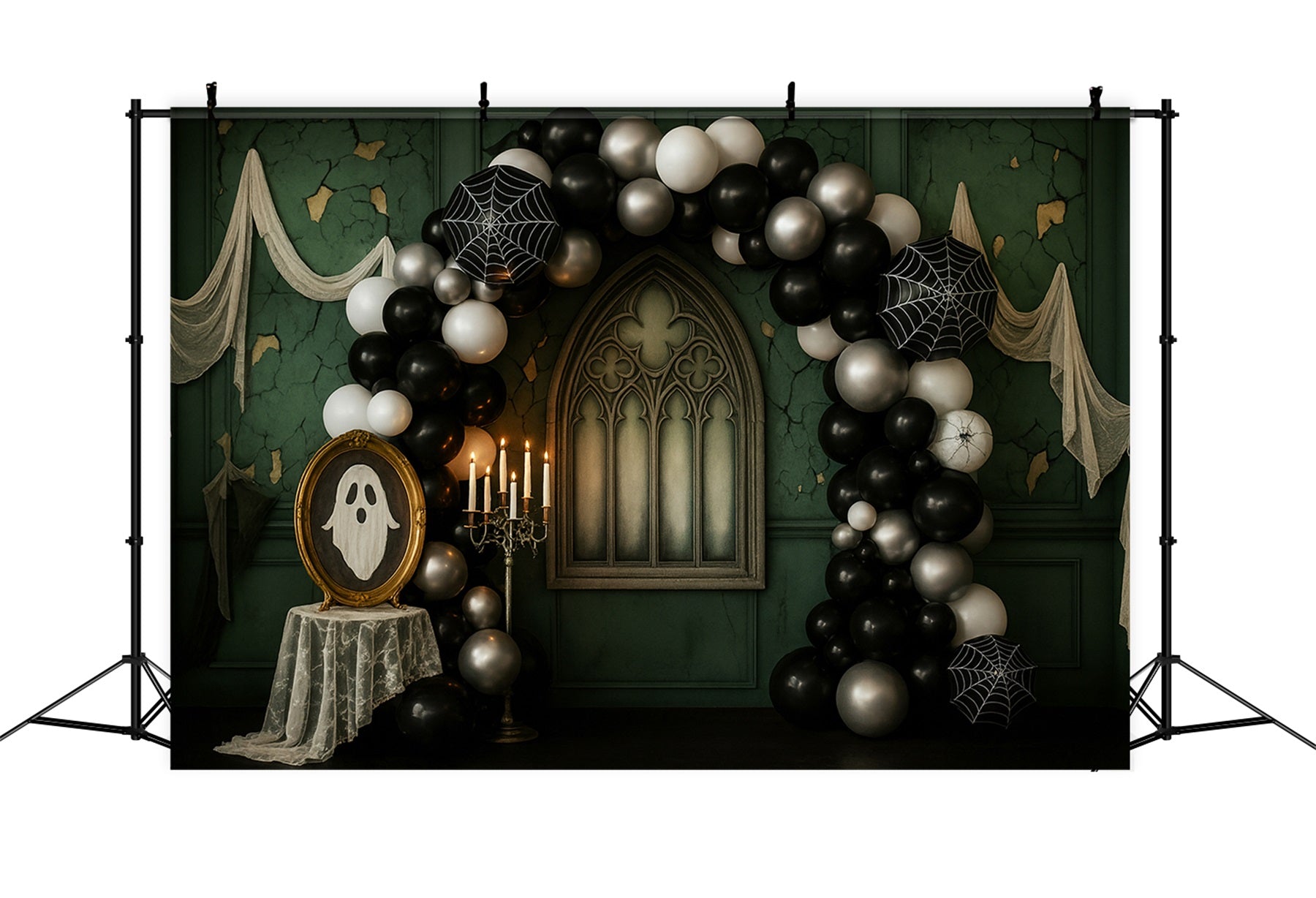 Vintage Wall Backdrop Gothic Ghost Balloon Arch Victorian Photo Backdrop UK LXX510-106