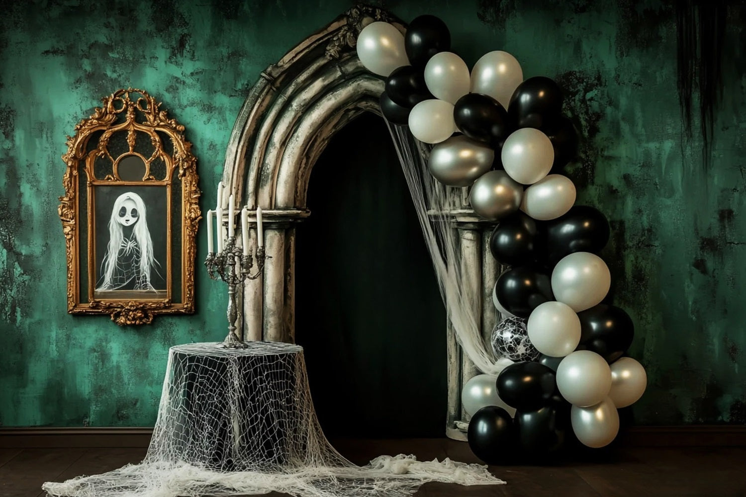 Vintage Wall Backdrop Haunted Emerald Archway Decor Victorian Backdrops UK LXX510-107