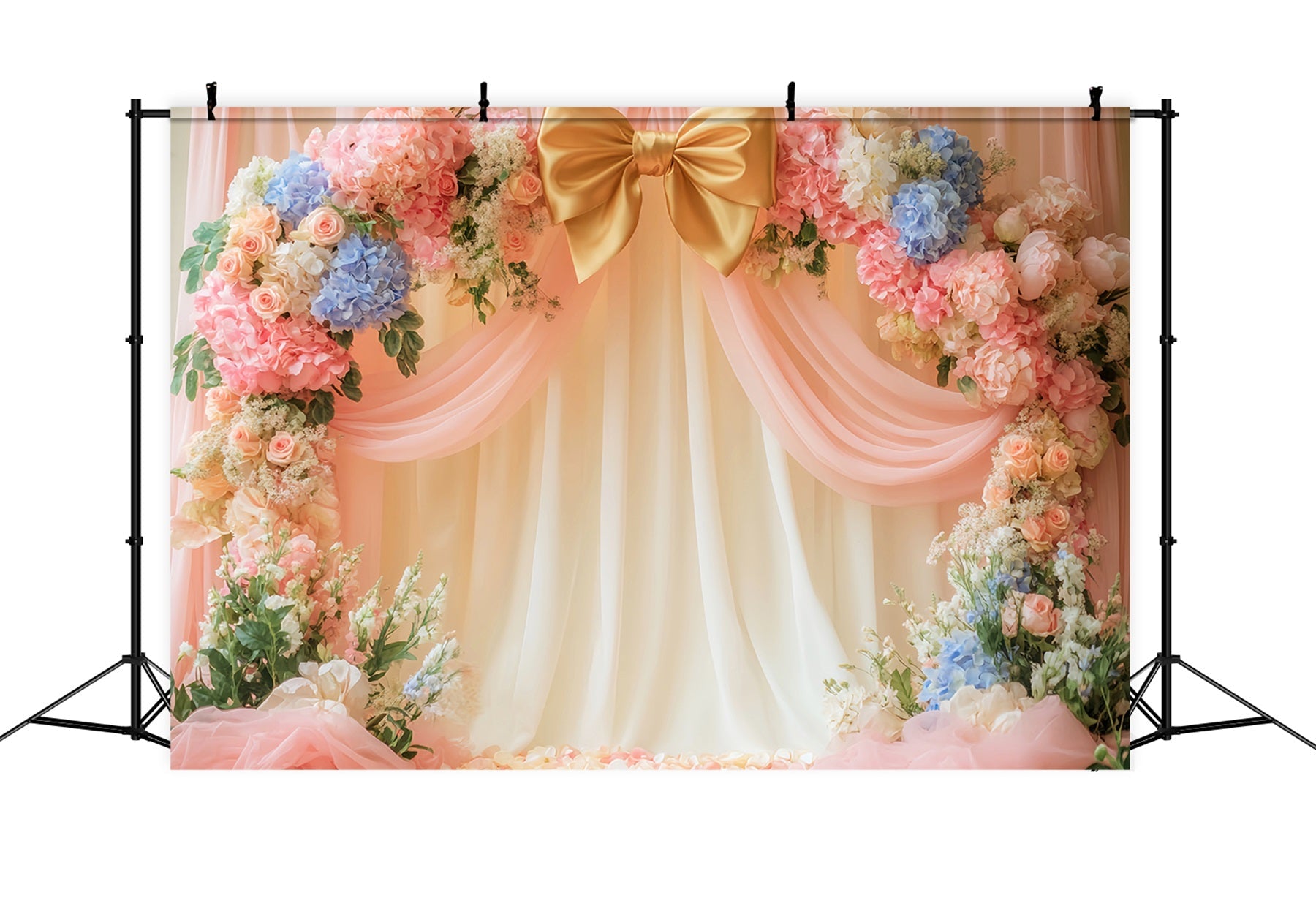 Pink Bow Backdrop Pastel Bloom Bow Arch Victorian Photo Backdrop UK LXX510-113