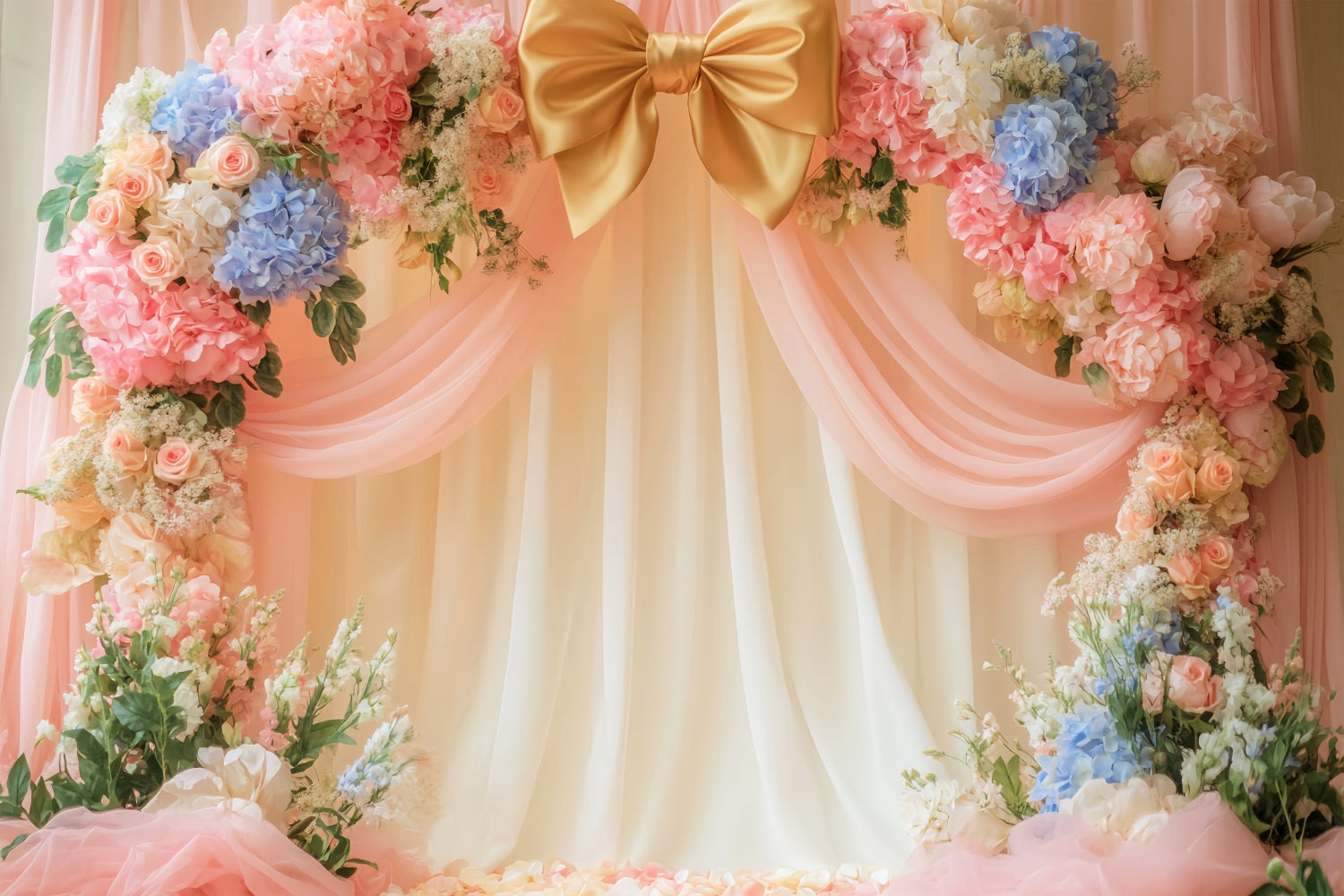 Pink Bow Backdrop Pastel Bloom Bow Arch Victorian Photo Backdrop UK LXX510-113