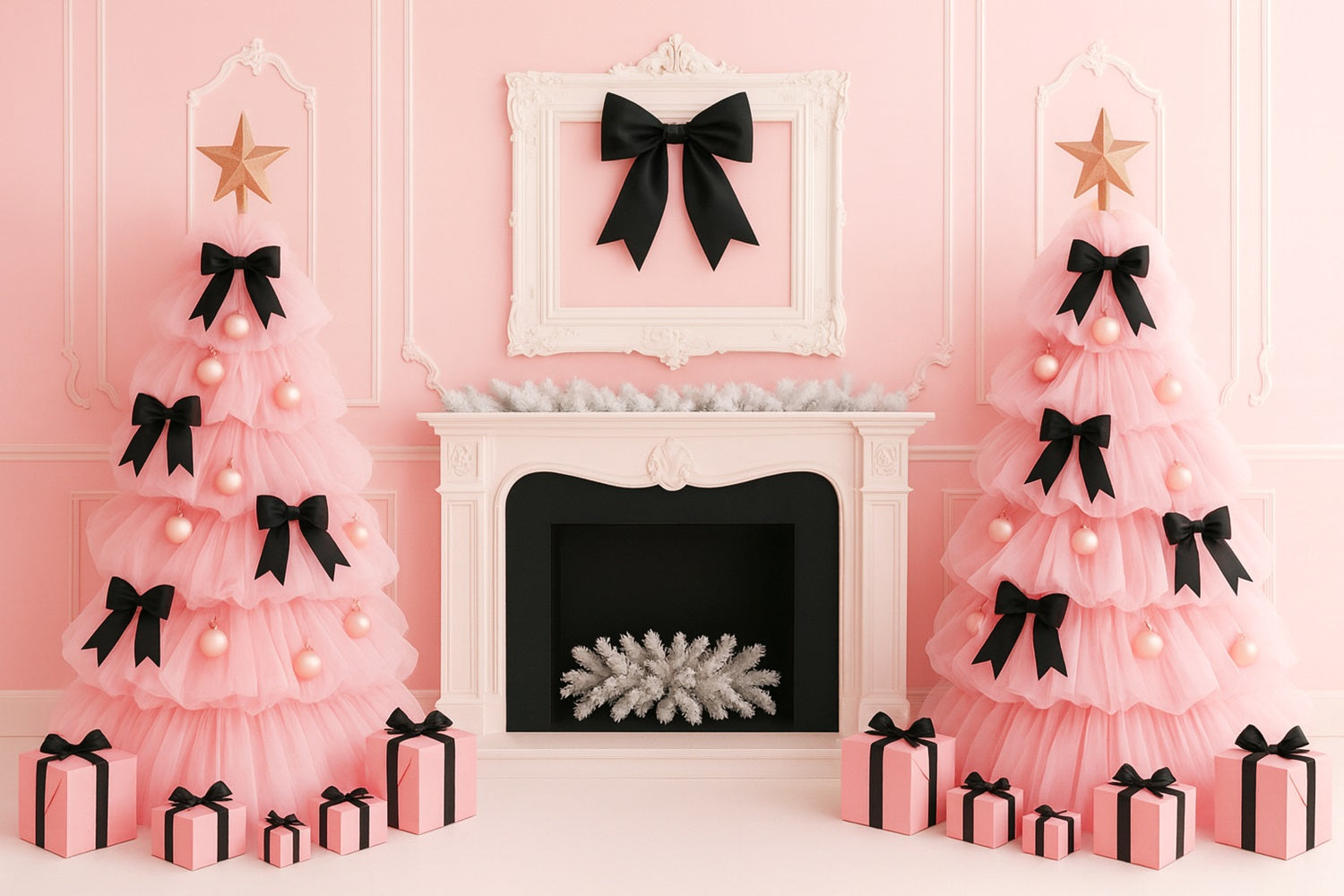 Pink Bow Backdrop Pink Bow Christmas Elegance Victorian Backdrops UK LXX510-114