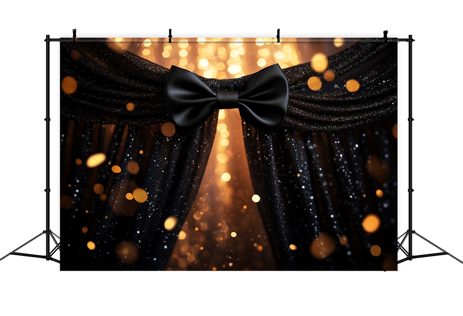 Black Bow Backdrop Sparkling Black Bow Curtain Victorian Backdrop UK LXX510-116
