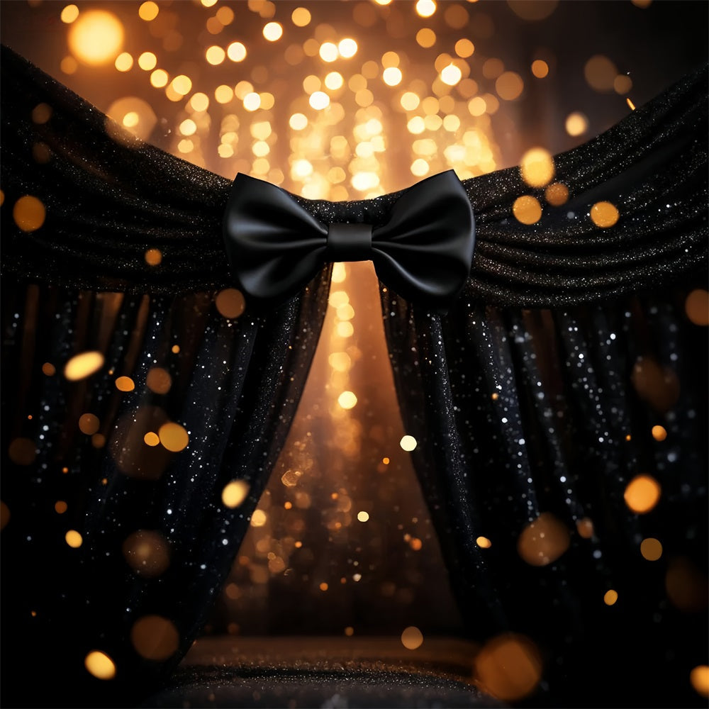 Black Bow Backdrop Sparkling Black Bow Curtain Victorian Backdrop UK LXX510-116
