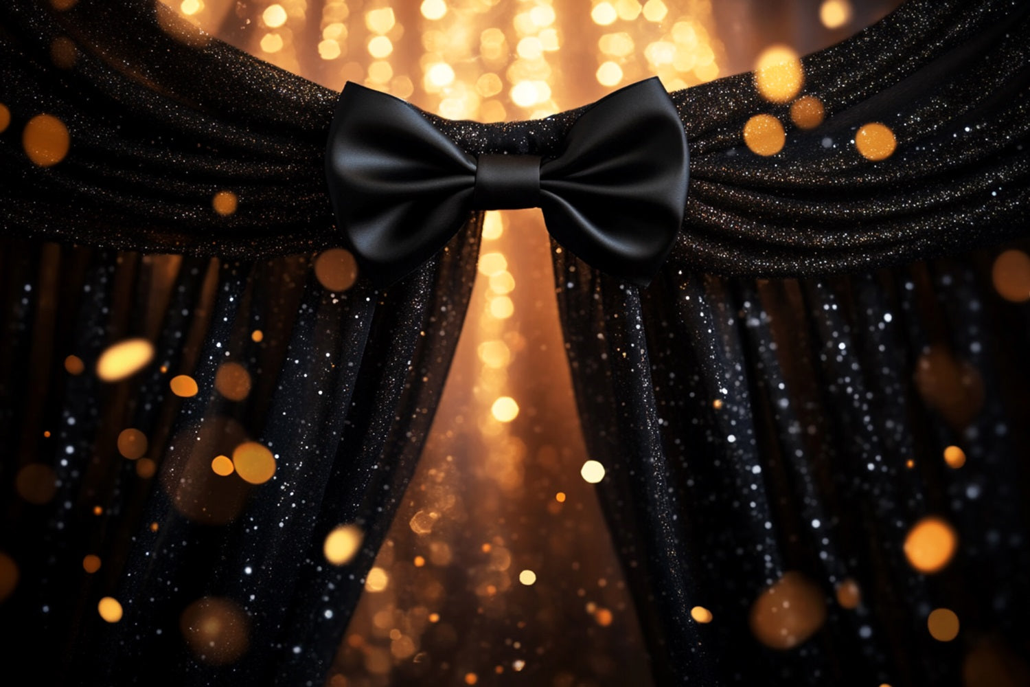 Black Bow Backdrop Sparkling Black Bow Curtain Victorian Backdrop UK LXX510-116