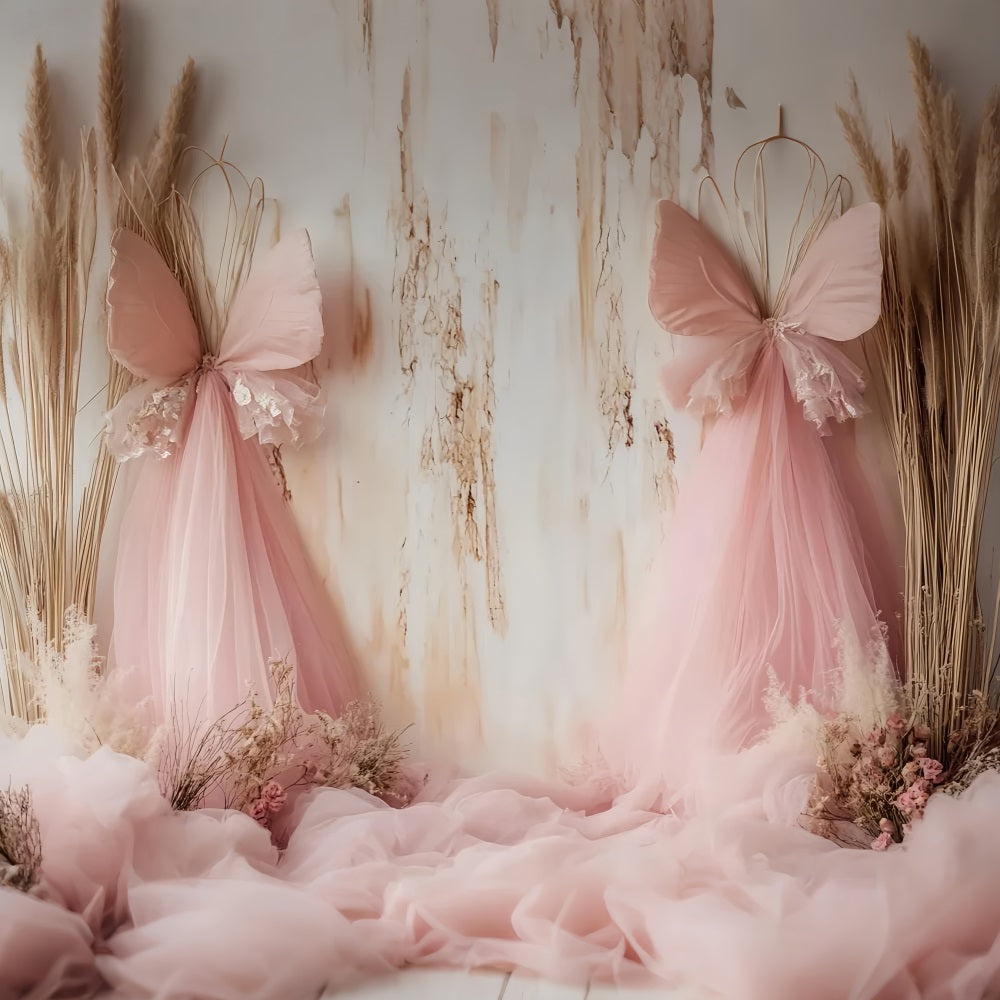 Bow Backdrop Blush Butterfly Tulle Garden Victorian Photography Backdrops UK LXX510-118