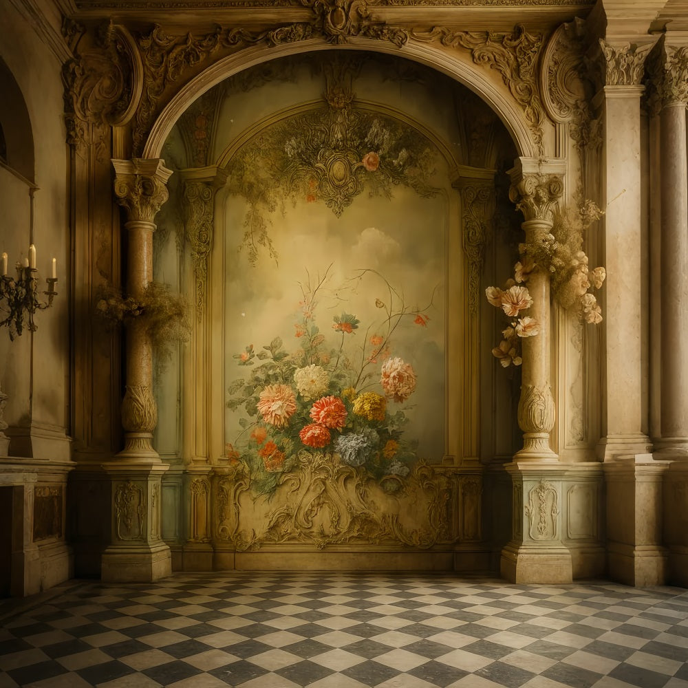 Vintage Wall Backdrop Baroque Arch Bloom Hall Victorian Backdrop UK LXX510-127