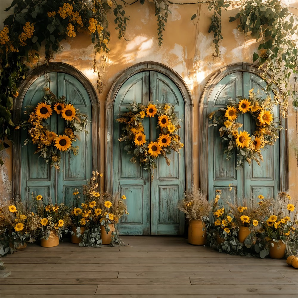 Vintage Wall Backdrop Sunflower Arch Doorway Charm Victorian Photo Backdrop UK LXX510-132