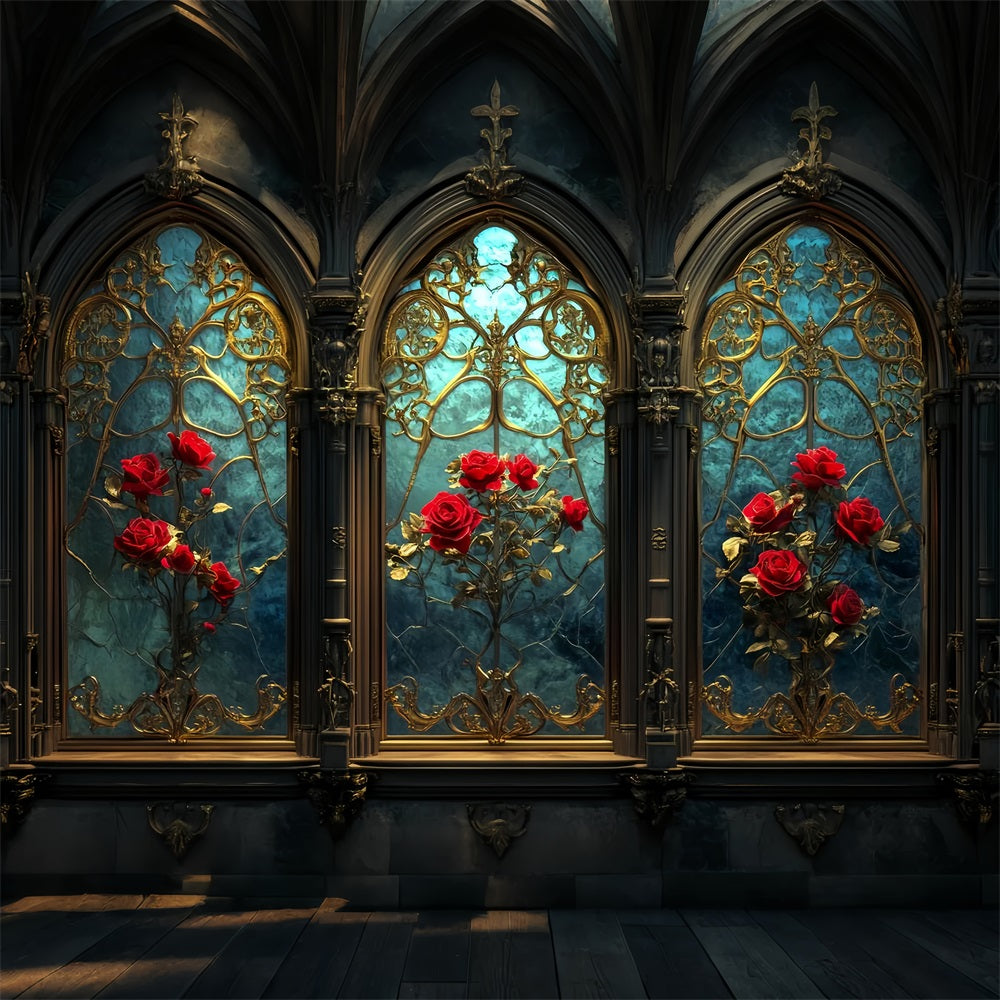 Vintage Wall Backdrop Gothic Rose Stained Elegance Victorian Backdrop UK LXX510-134