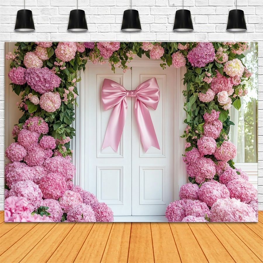 Bow Backdrop Pink Hydrangea Door Arch Flower Backdrop UK LXX510-143