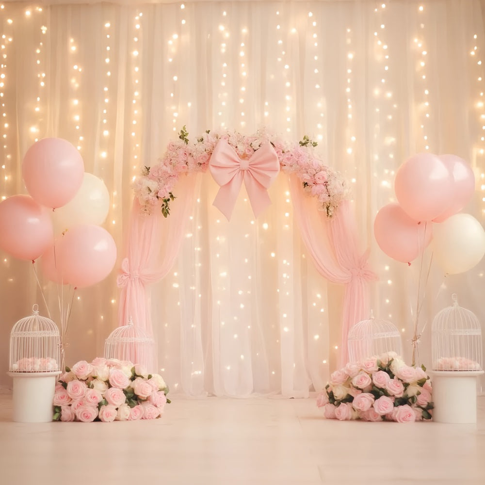 Bow Backdrop Floral Draped Ribbon Charm Wedding Backdrop UK LXX510-146