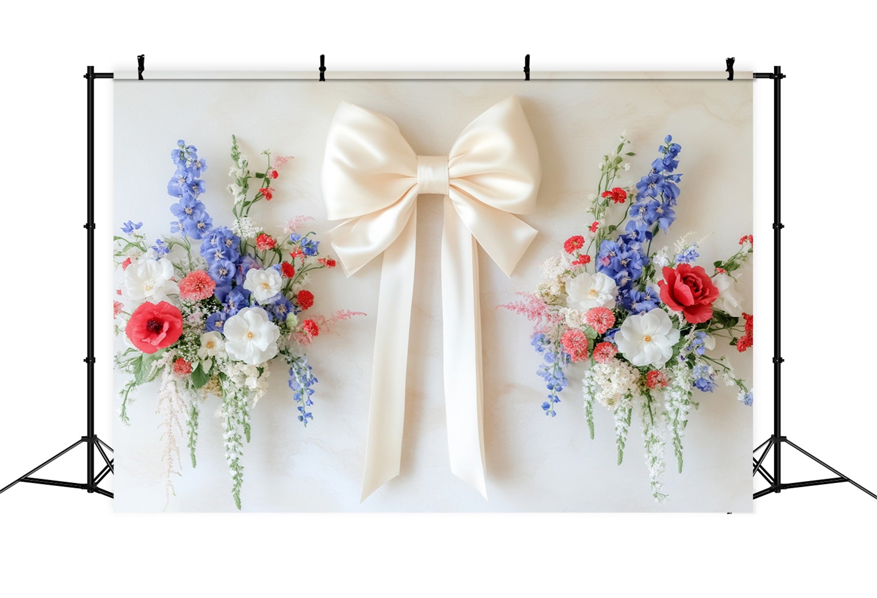 Bow Backdrop Ivory Ribbon Floral Harmony Flower Photo Backdrop UK LXX510-148