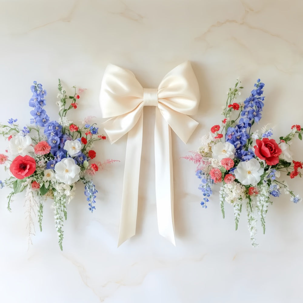Bow Backdrop Ivory Ribbon Floral Harmony Flower Photo Backdrop UK LXX510-148