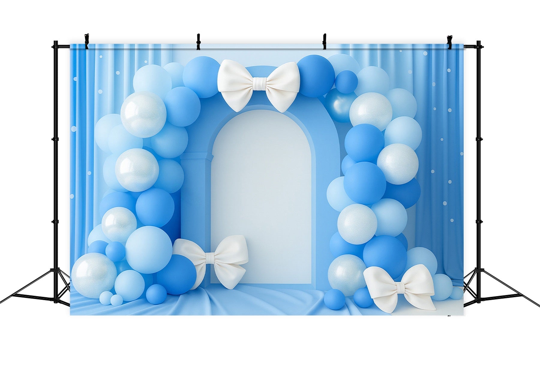 Bow Backdrop Blue Balloon Arch Elegance Cake Smash Backdrop UK LXX510-149