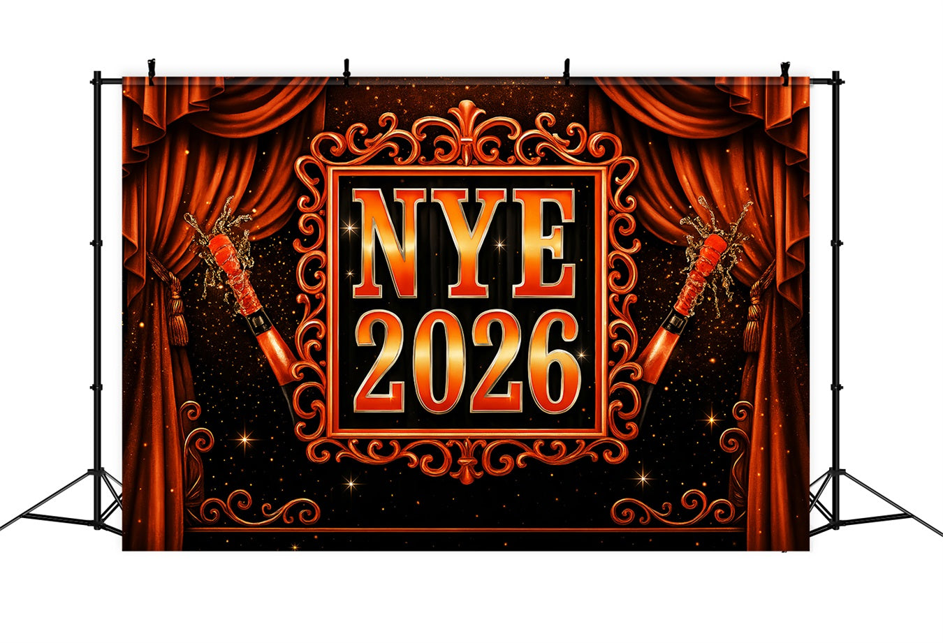 Happy New Year Backdrop Glamorous Sparkling Champagne New Year Backdrop UK LXX510-17
