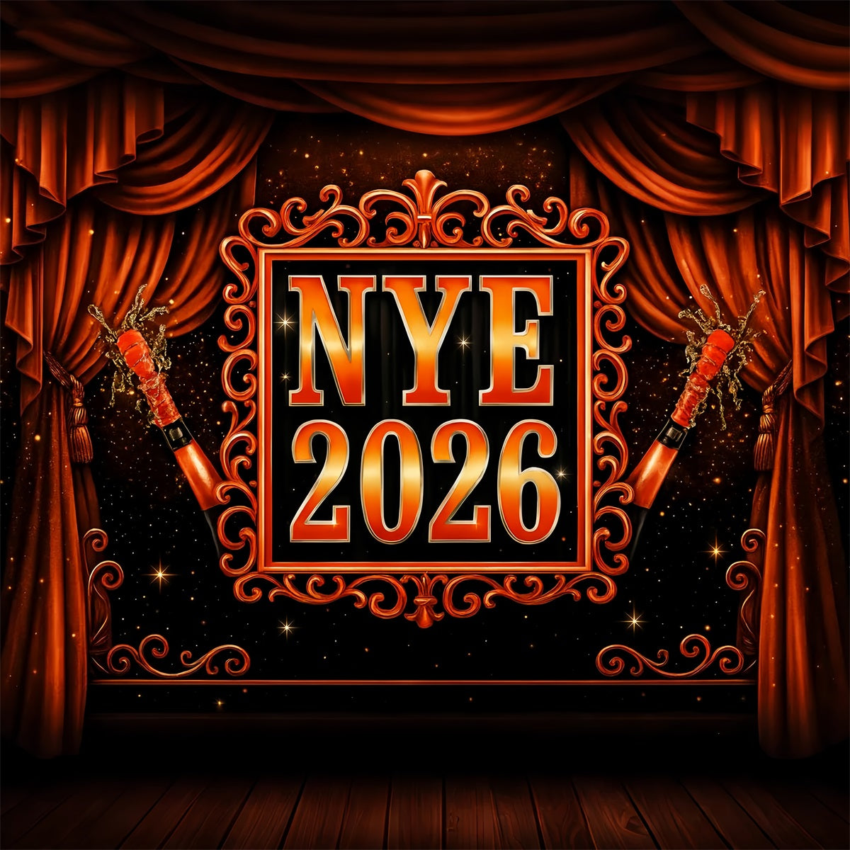 Happy New Year Backdrop Glamorous Sparkling Champagne New Year Backdrop UK LXX510-17