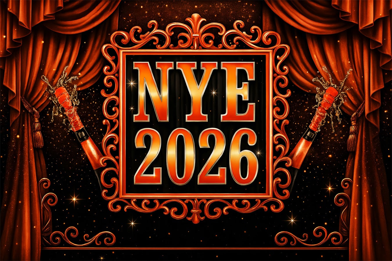 Happy New Year Backdrop Glamorous Sparkling Champagne New Year Backdrop UK LXX510-17