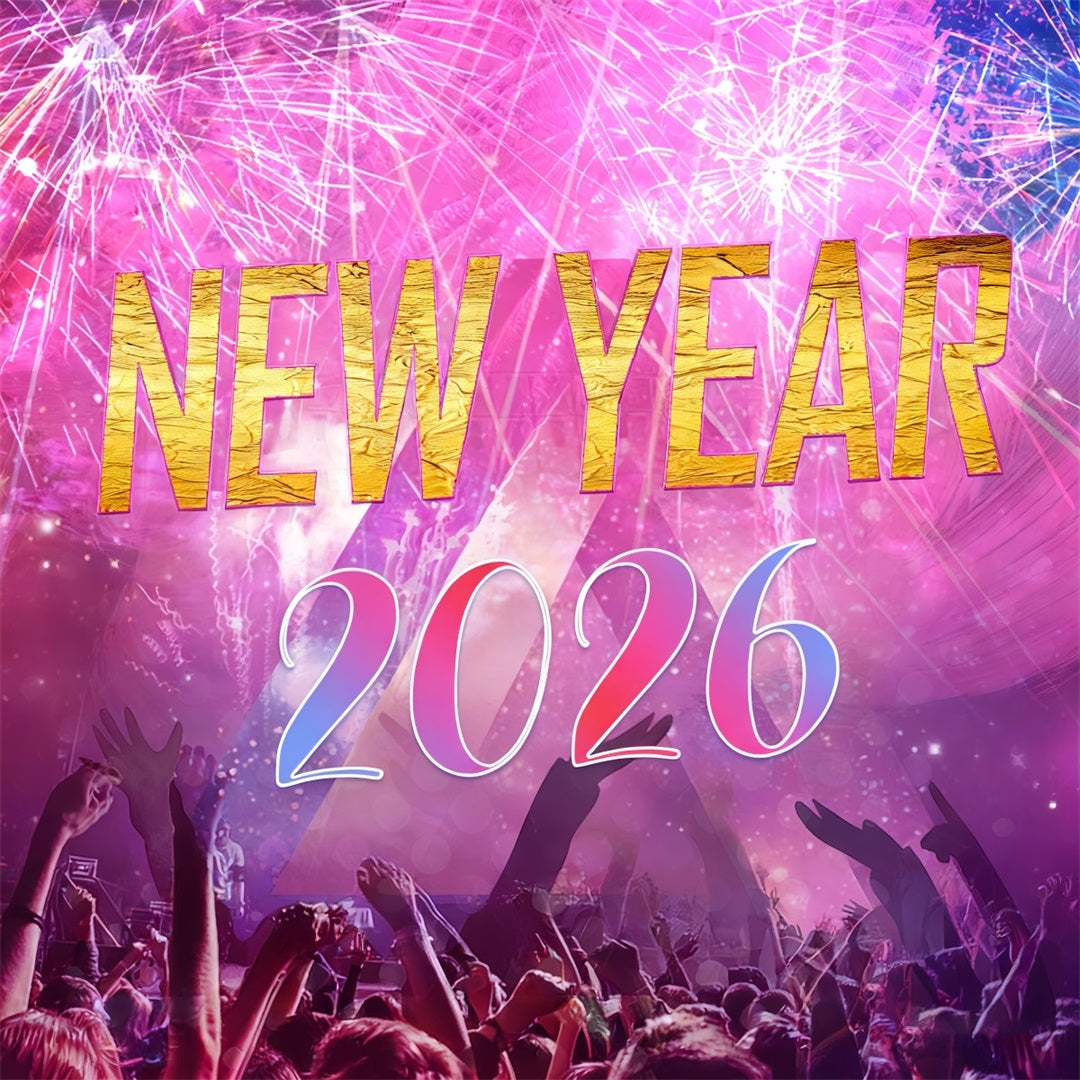 New Year Backdrop Vibrant Fireworks Party Crowd Happy New Years Backdrop UK LXX510-3