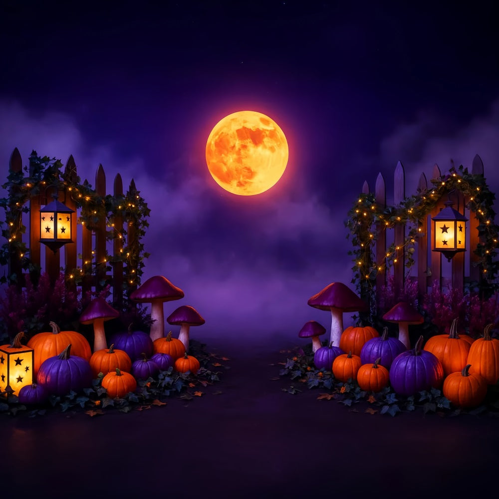 Pumpkin Backdrop Purple Moon Pumpkin Path Thanksgiving Backdrop UK LXX510-30