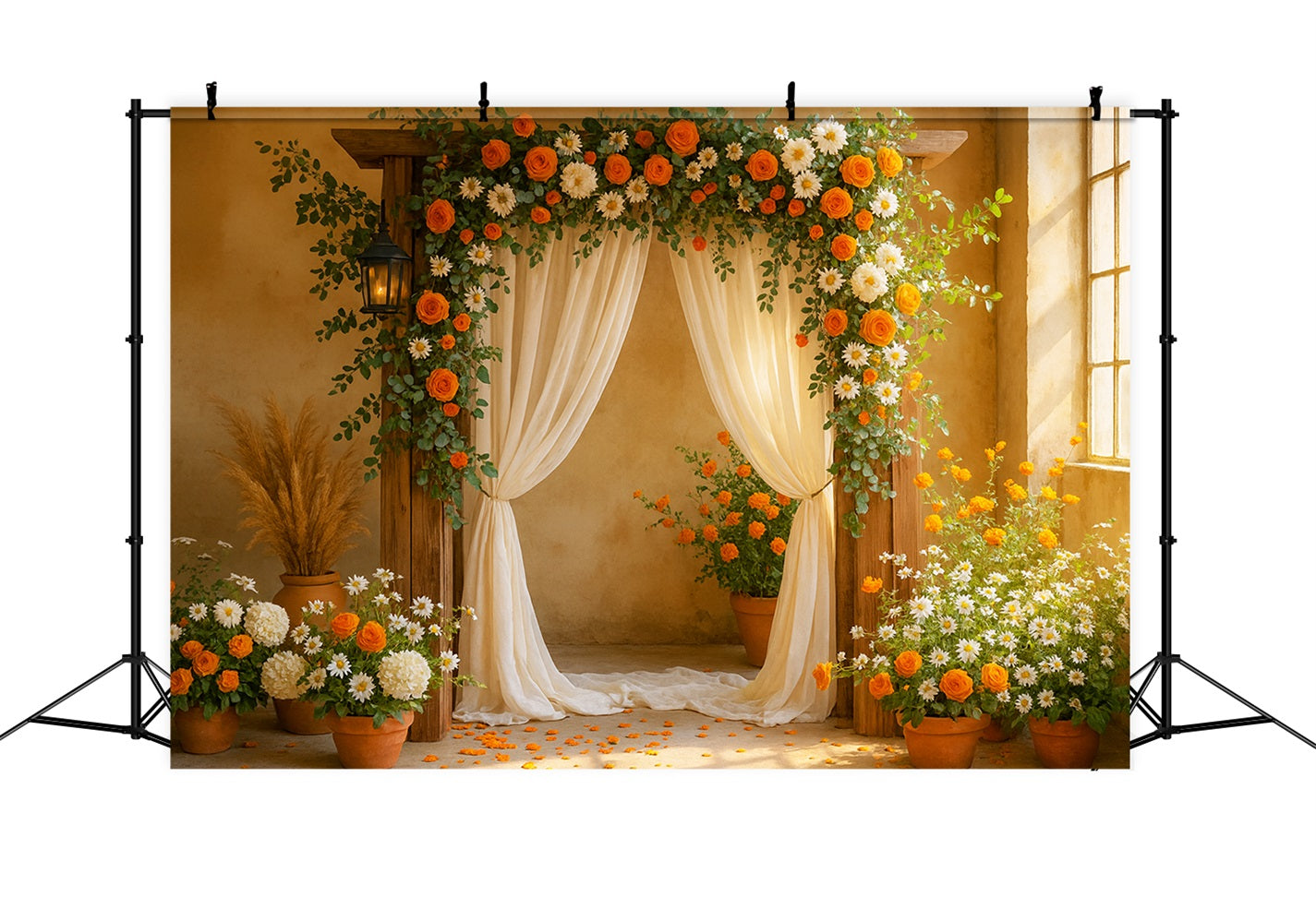 Fall Flower Backdrop Floral Arch Autumn Romance Thanksgiving Backdrops UK LXX510-32