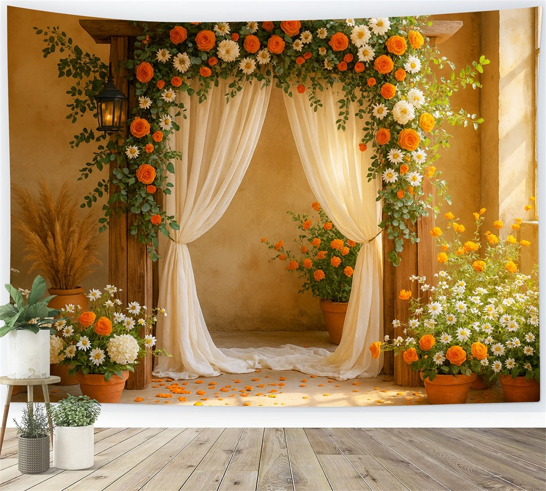 Fall Flower Backdrop Floral Arch Autumn Romance Thanksgiving Backdrops UK LXX510-32