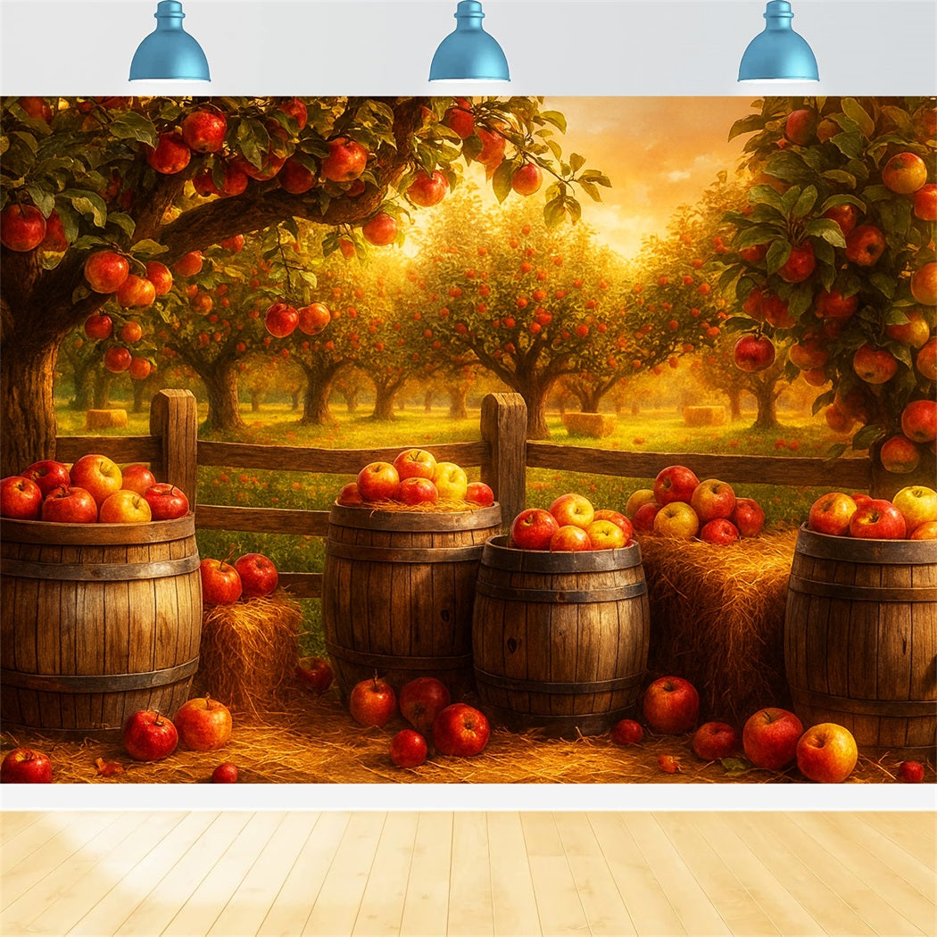 Farm Backdrop Apple Orchard Golden Harvest Thanksgiving Backdrops UK LXX510-50