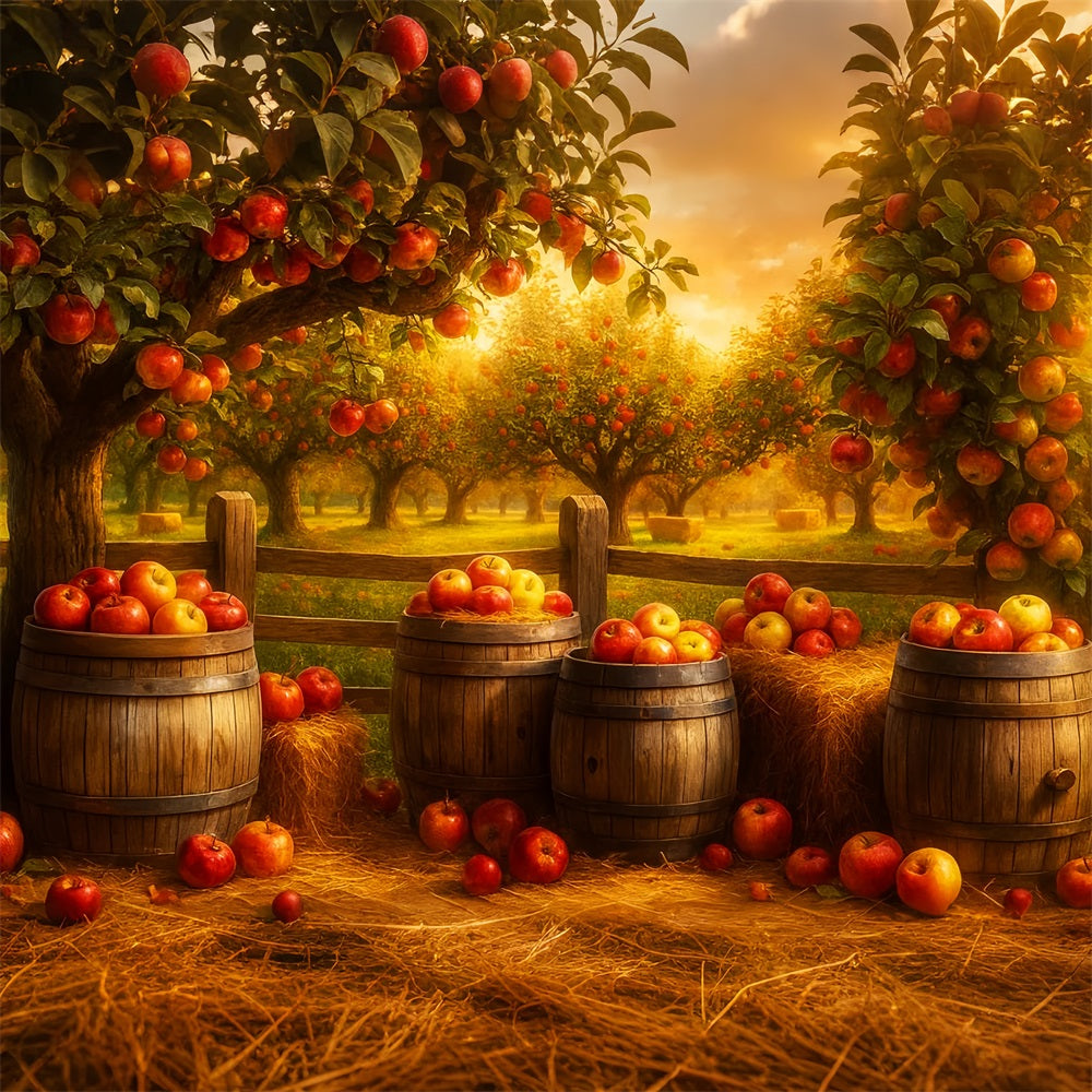 Farm Backdrop Apple Orchard Golden Harvest Thanksgiving Backdrops UK LXX510-50
