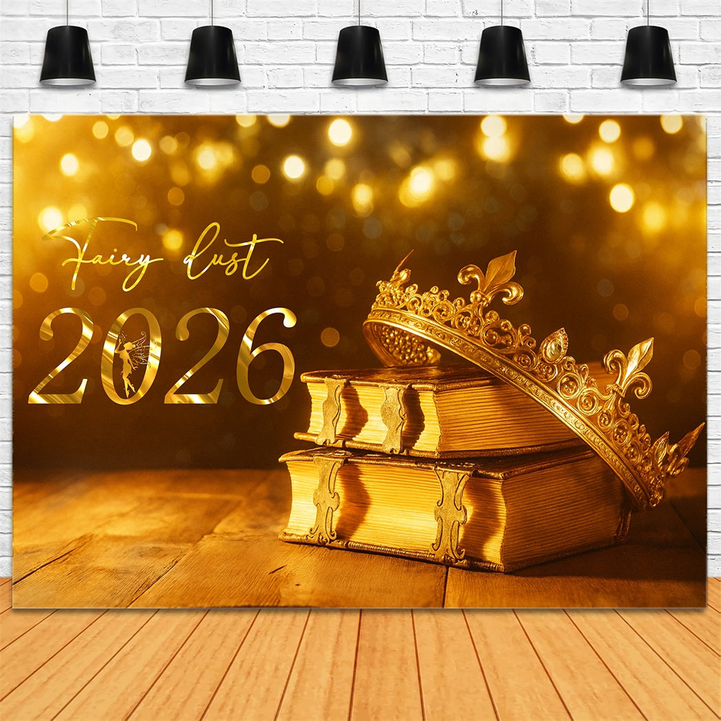 2026 New Year Backdrop Golden Crown Fairy Sparkle New Year Backdrop UK LXX510-6