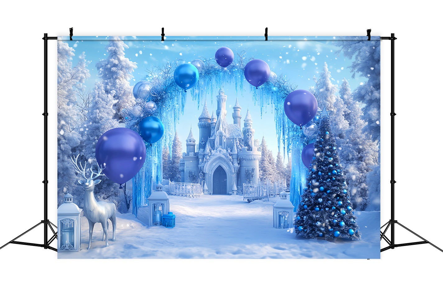 Winter Wonderland Backdrop Blue Castle Balloon Wonderland Winter Backdrops UK LXX510-69