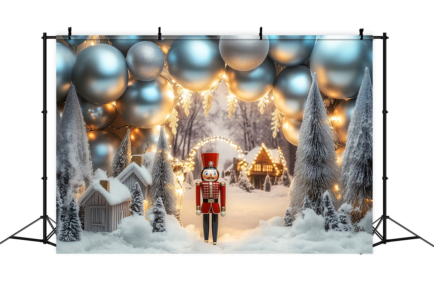 Winter Backdrop Nutcracker Silver Balloon Village Winter Snow Backdrop UK LXX510-72