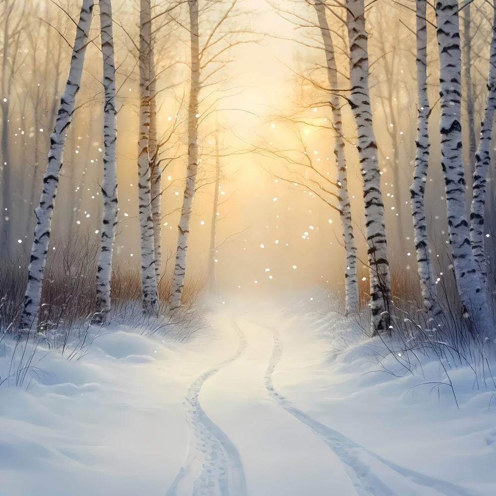 Winter Wonderland Backdrop Golden Birch Winter Trail Winter Backdrop UK LXX510-77