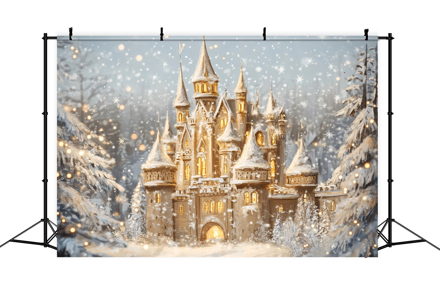 Winter Wonderland Backdrop Cozy Castle Snow Glow Winter Backdrops UK LXX510-78