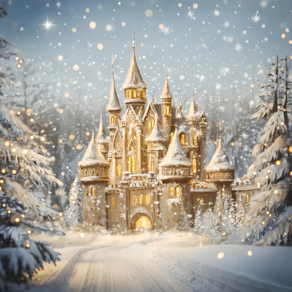 Winter Wonderland Backdrop Cozy Castle Snow Glow Winter Backdrops UK LXX510-78