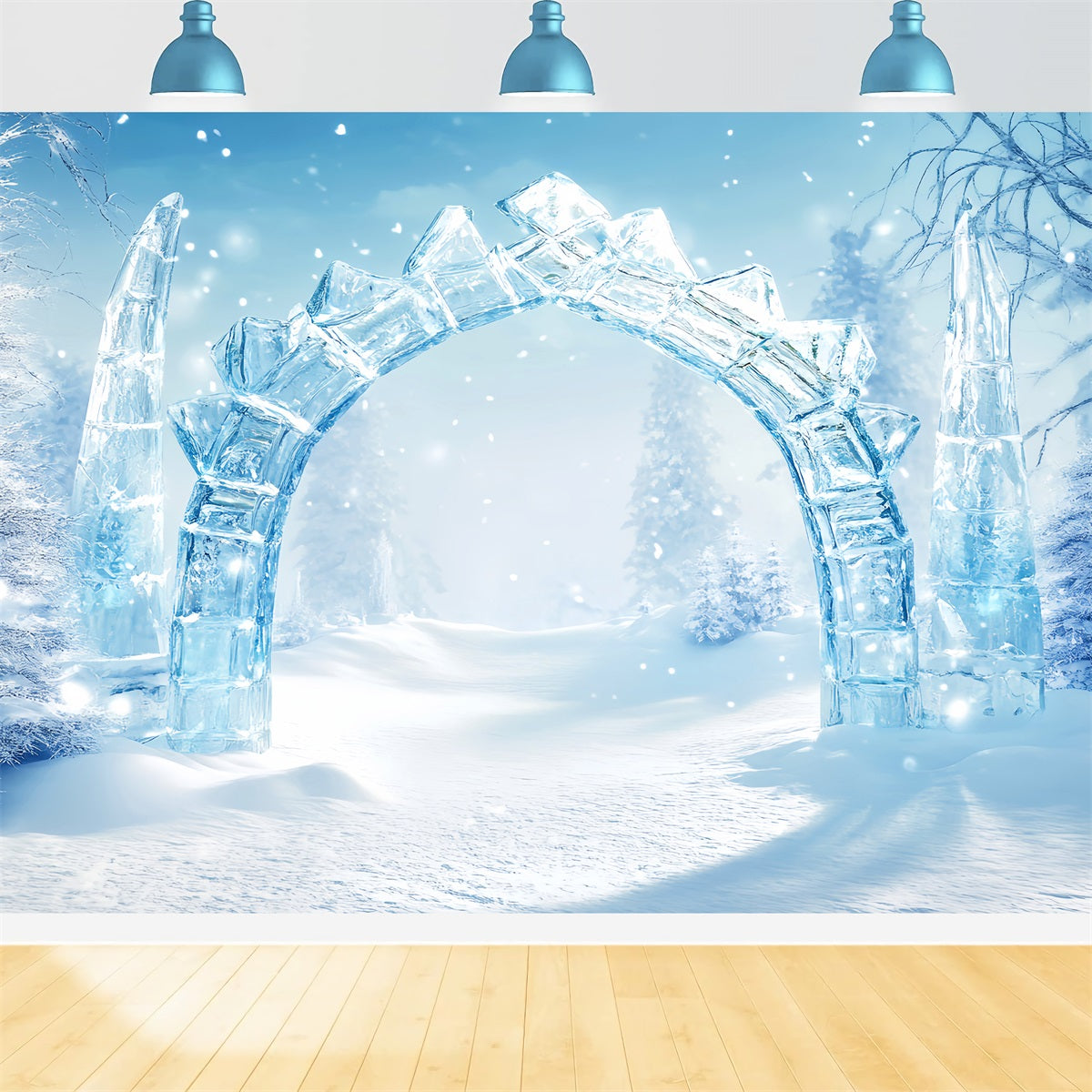 Wonderland Backdrop Crystal Ice Arch Path Winter Photo Backdrops UK LXX510-95