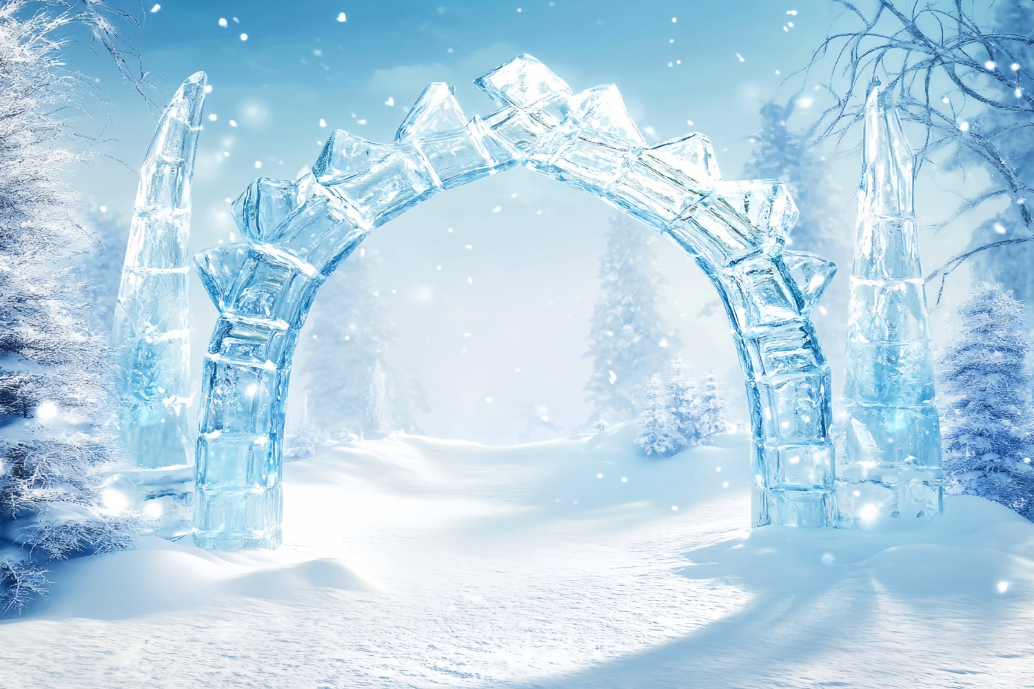 Wonderland Backdrop Crystal Ice Arch Path Winter Photo Backdrops UK LXX510-95