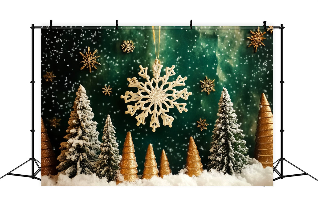 Snowflake Backdrop Golden Snowflake Forest Magic Winter Backdrops UK LXX510-98