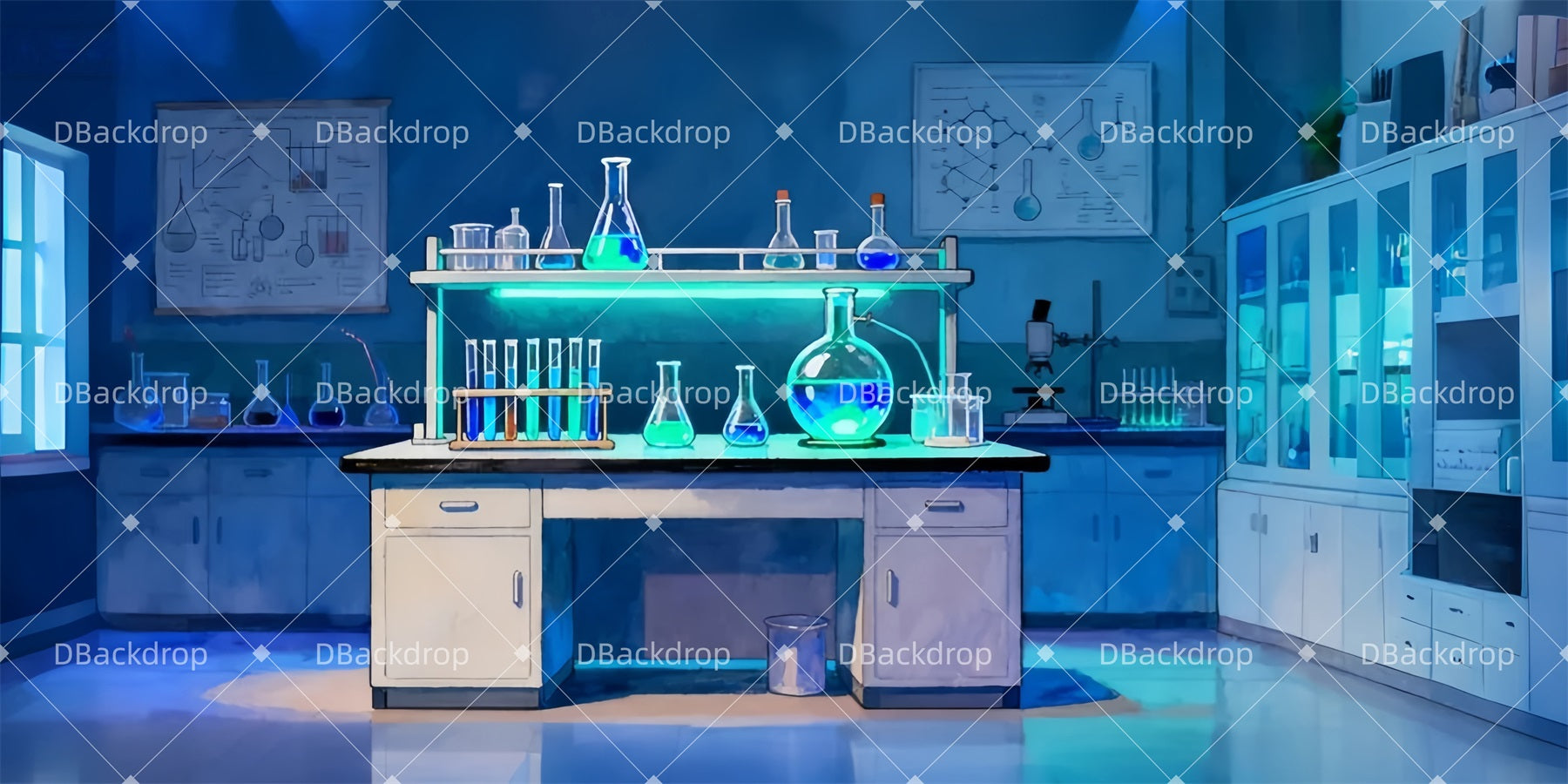 Movie Theater Backdrop Science Lab Interior Stage Backdrop UK LXX510-T46