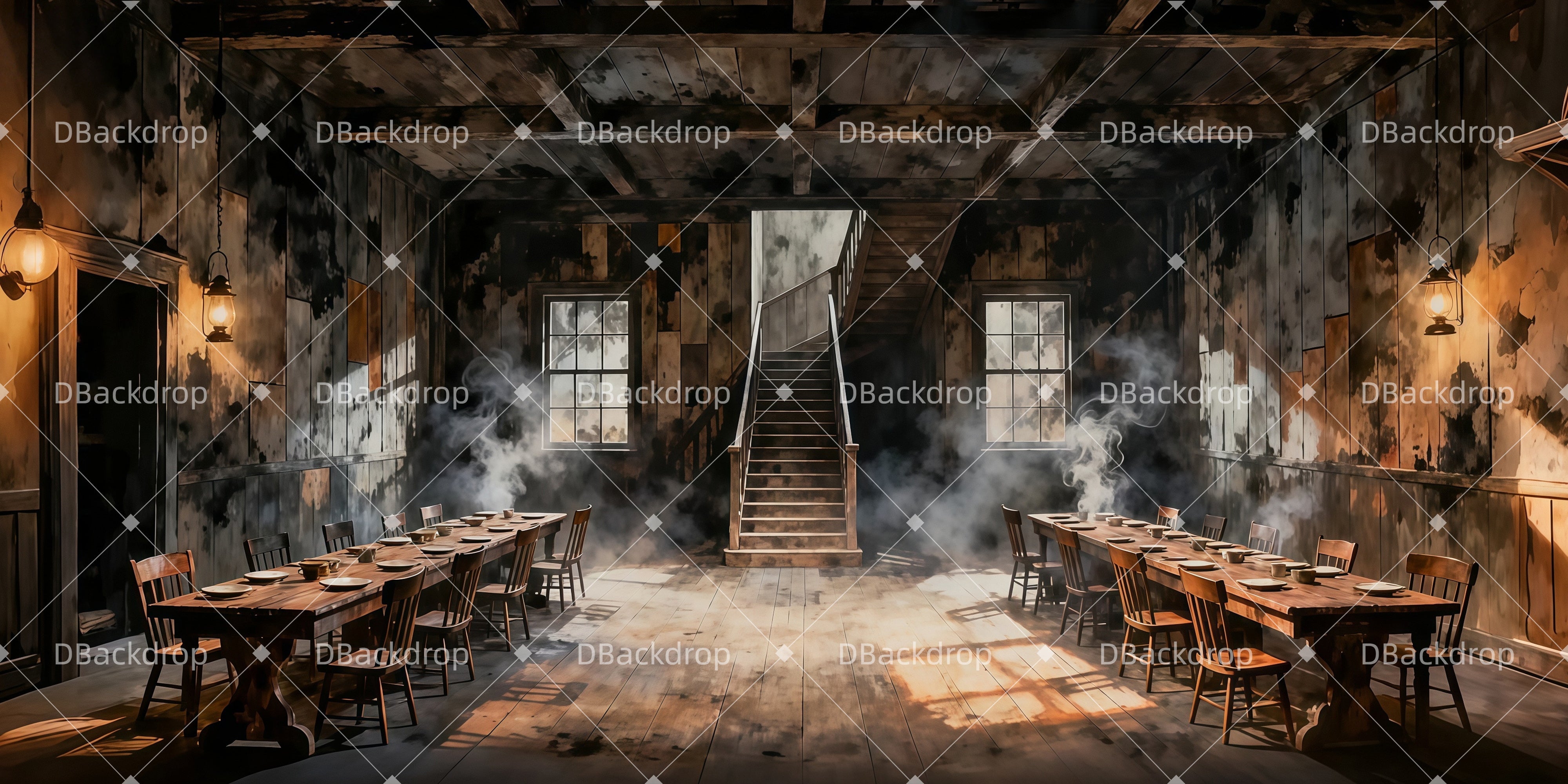 Large Stage Backdrops Smokehouse Scene Movie Theater Backdrop UK LXX511-T37